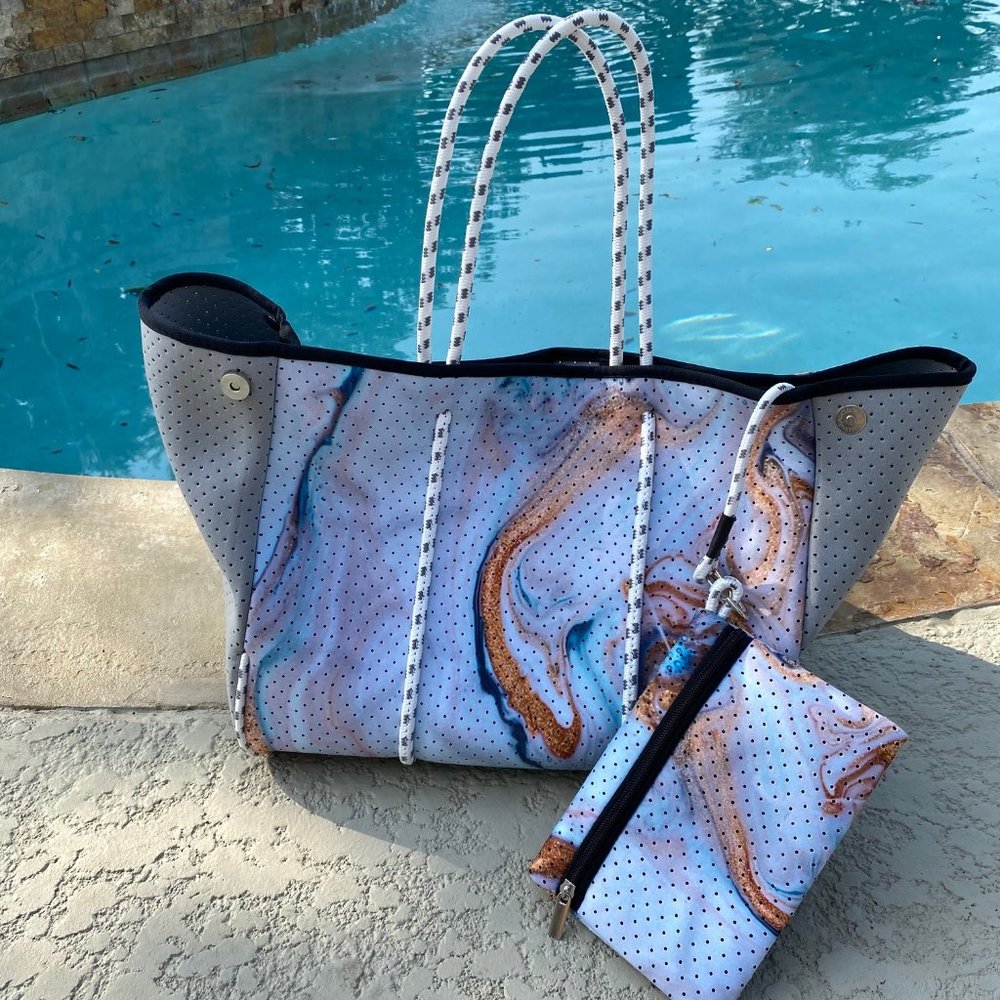 Neoprene Marbled Tote- Grey